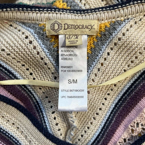 DEMOCRACY SMALL MEDIUM BOHO PONCHO STRIPED - Picture 4 of 8